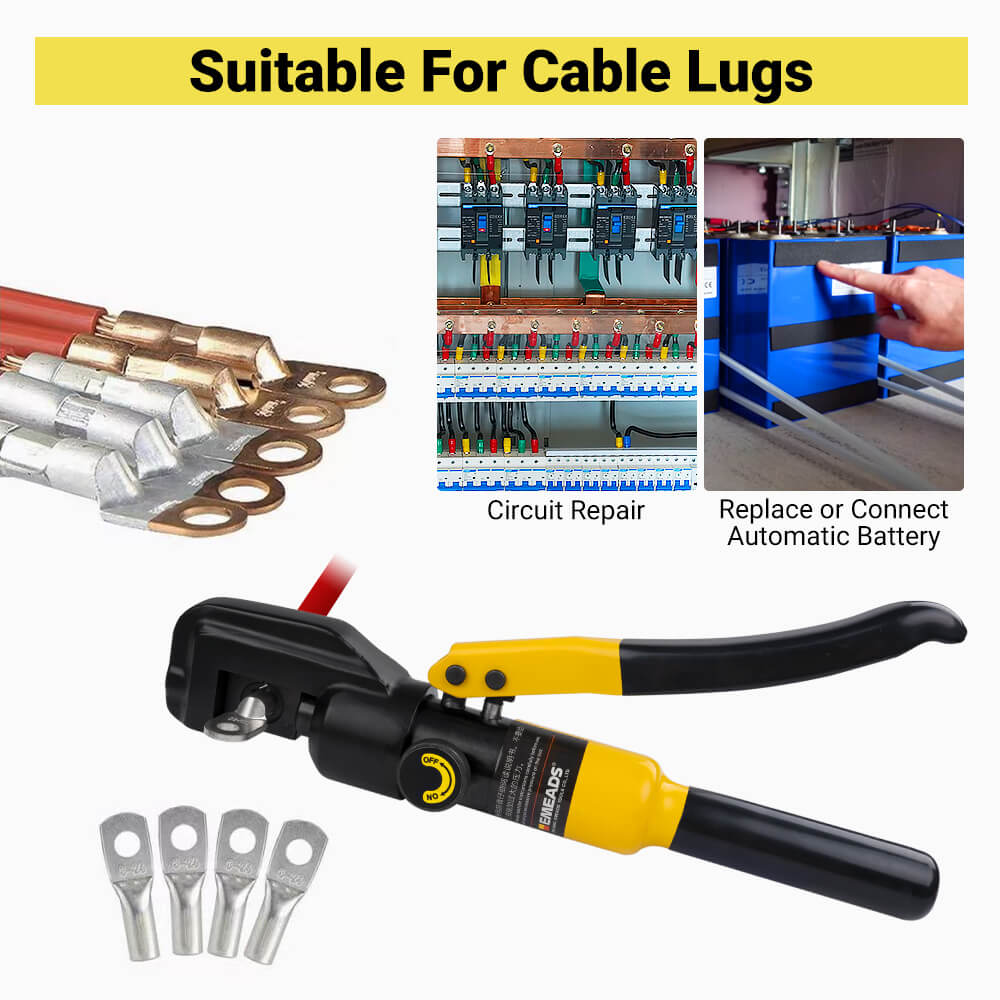 Hydraulic Wire Terminal Crimper Swager Cable Lug Crimping Swaging Tool with 11 Pairs Dies Stainless Steel Cable Cutter